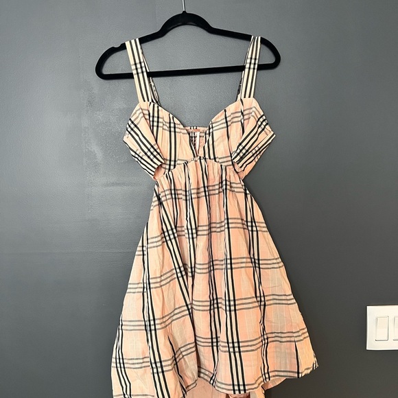 Free People Plaid Mini Dress - Beige and Black - Picture 4 of 9